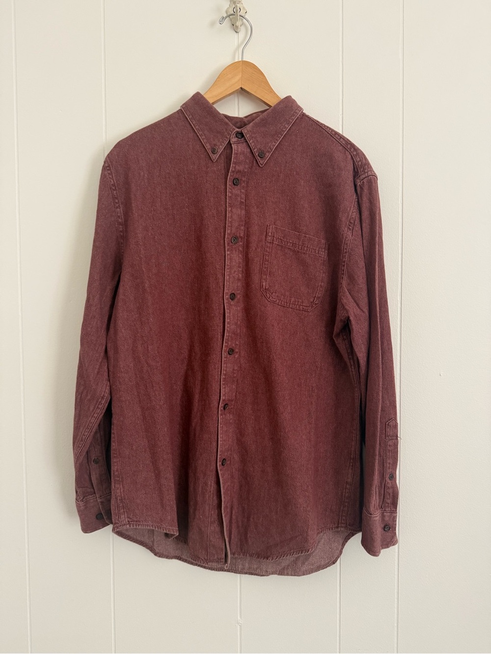 croft & barrow Men's Long-Sleeve Button-Down Shirt in Washed Burgundy